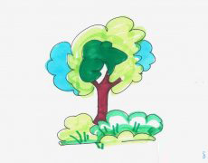 幼儿园简笔画教程 大树怎么画简单又好看涂色