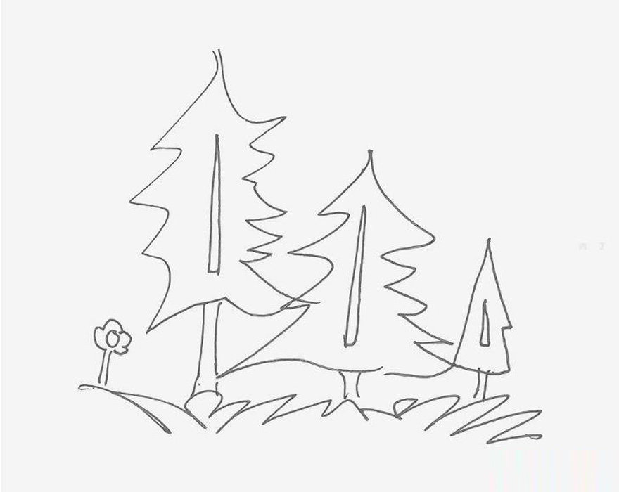 7-8岁简笔画启蒙教程 有颜色大树的画法图解教程