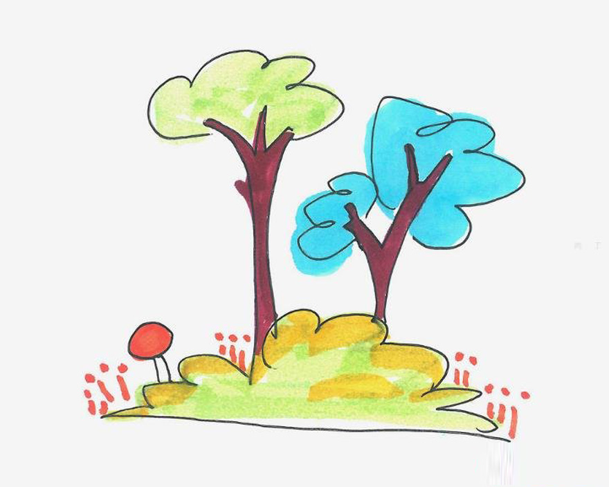 一步一步绘画大树儿童简笔画涂颜色简单又漂亮