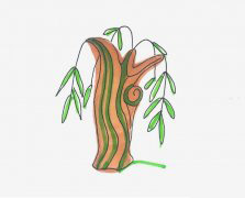 卡通小柳树的画法图解 柳树简笔画图片