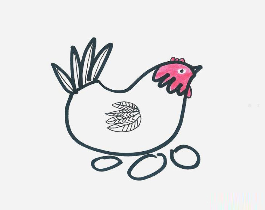 彩色孵蛋的母鸡简笔画画法图片步骤
