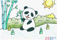 吃竹叶的小熊猫怎么画简单又好看涂色带步骤