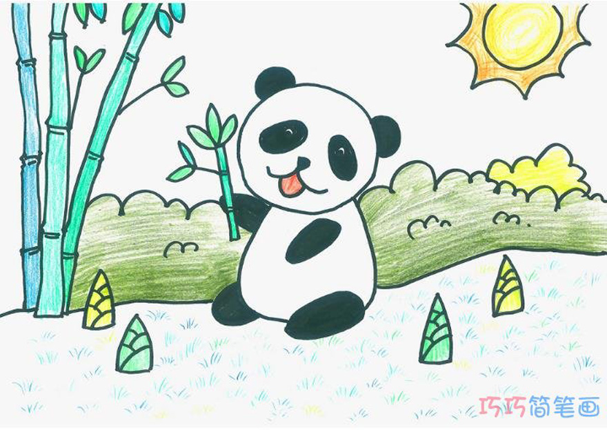 吃竹叶的小熊猫怎么画简单又好看涂色带步骤