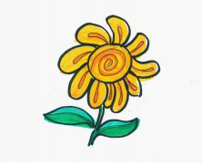 向日葵怎么画简单又漂亮涂色步骤 向日葵儿童简笔画图片