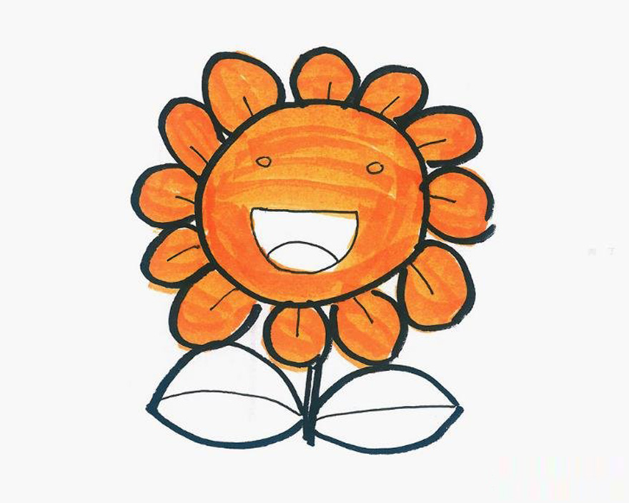 3-6岁少儿美术 简单趣味简笔画向日葵怎么画图解
