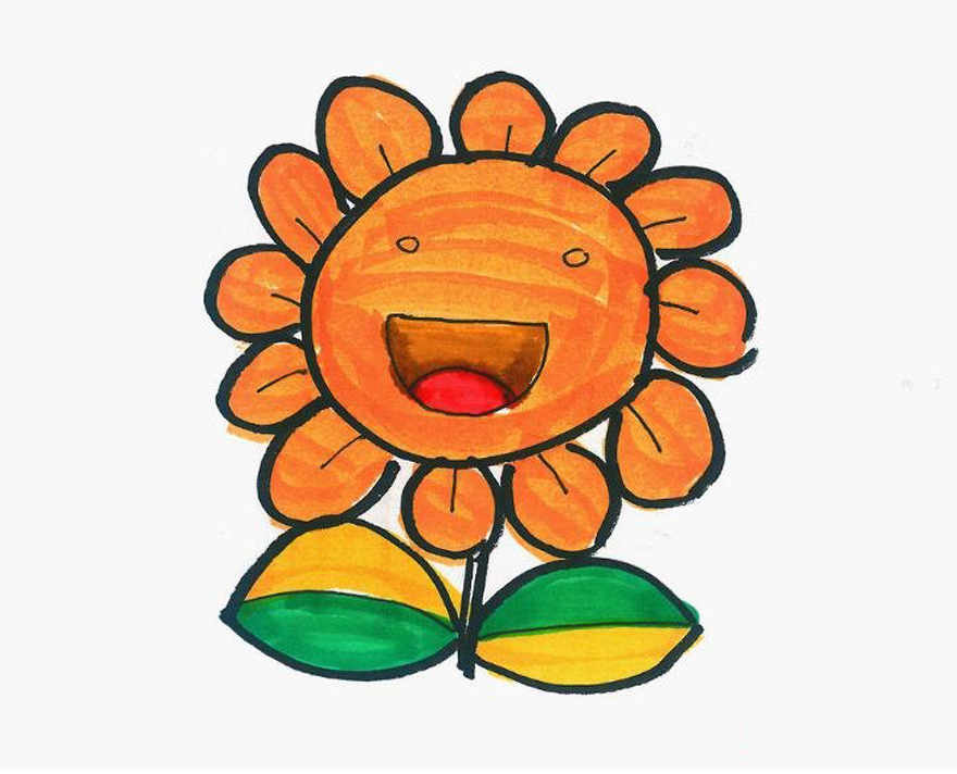 3-6岁少儿美术 简单趣味简笔画向日葵怎么画图解