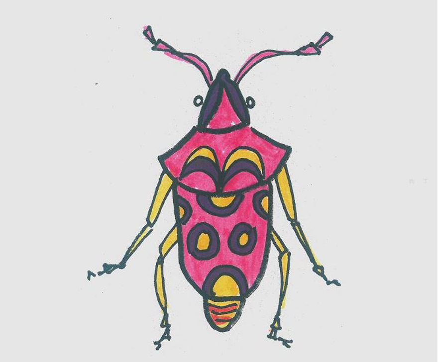 一步一步绘画小甲虫简笔画填色漂亮又可爱