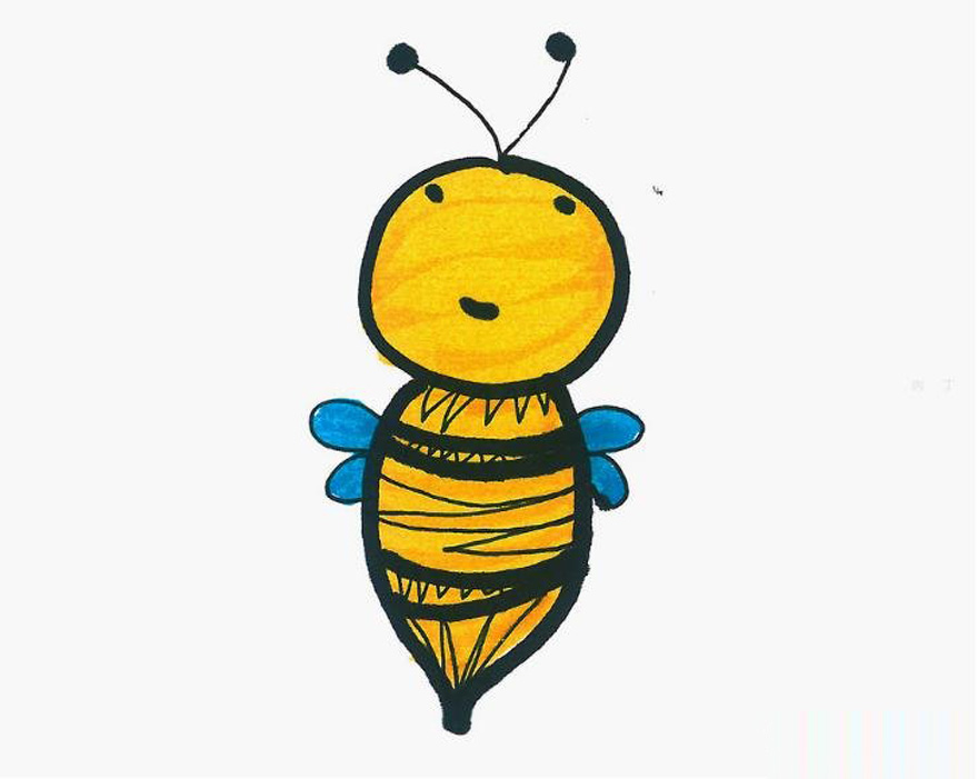 一步一步绘画小蜜蜂简笔画填色简单又可爱