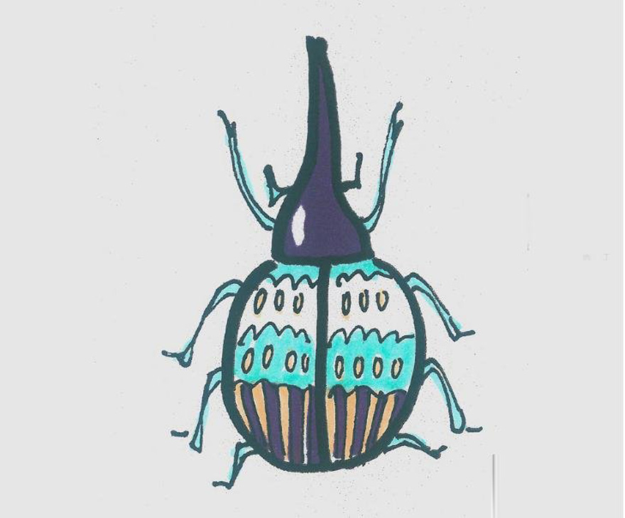小甲虫的画法带步骤简单又好看涂颜色