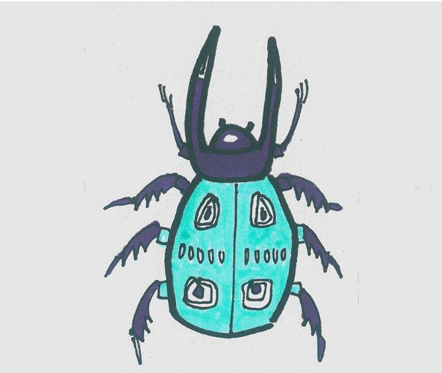 小甲虫怎么画可爱涂色 小甲虫简笔画步骤图解