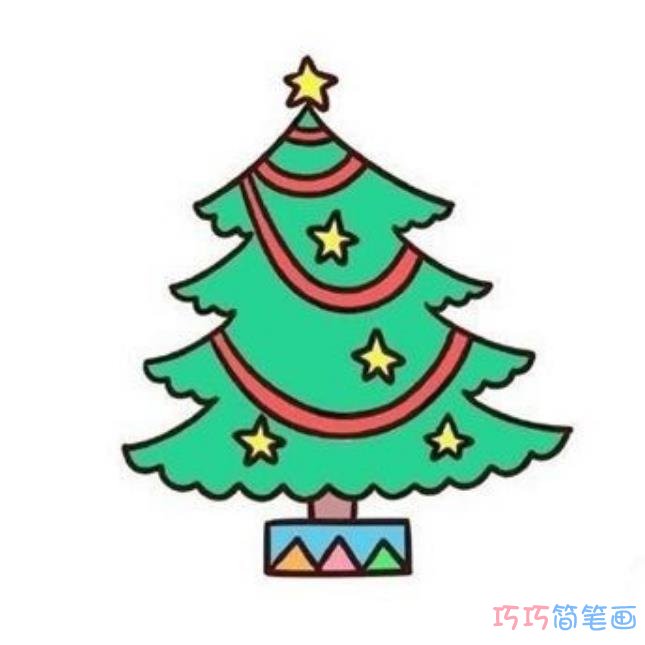 圣诞树的画法带步骤简单又好看涂颜色