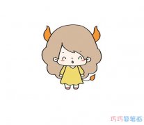 小女孩的画法步骤填色 小女孩简笔画可爱图片