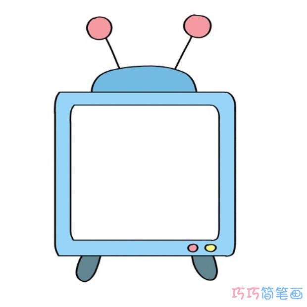 电视机怎么画带步骤涂色简单又漂亮