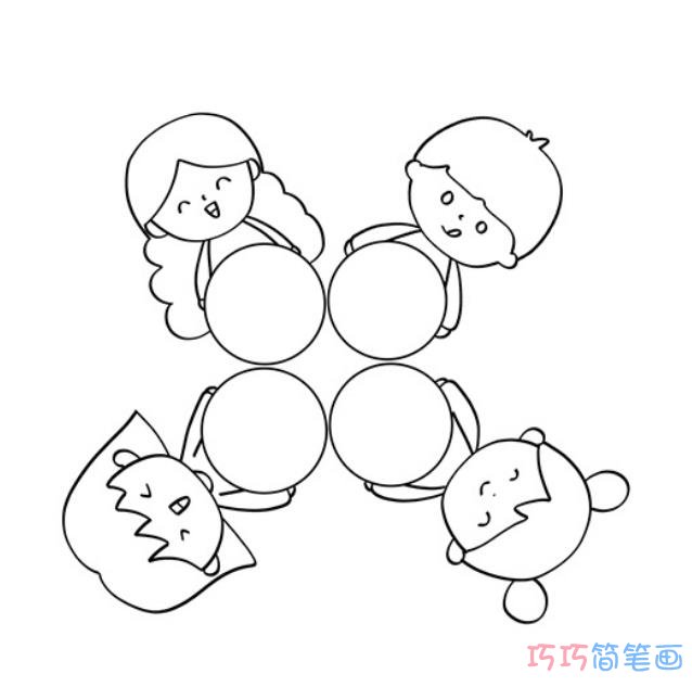 光盘行动的画法步骤填色 光盘行动简笔画图片