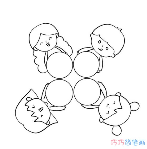 光盘行动的画法步骤填色 光盘行动简笔画图片
