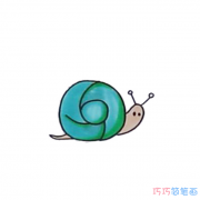 蜗牛怎么画带步骤涂色简单又漂亮