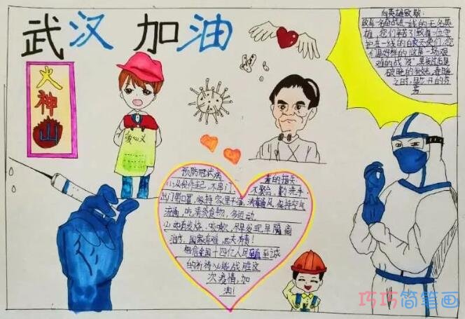 五年级众志成城 抗击疫情手抄报模板图片简单又漂亮