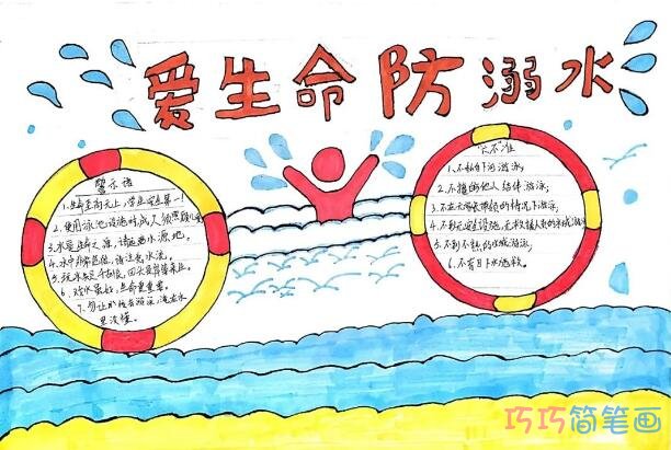 关于防溺水主题手抄报模板设计图简单又漂亮三年级
