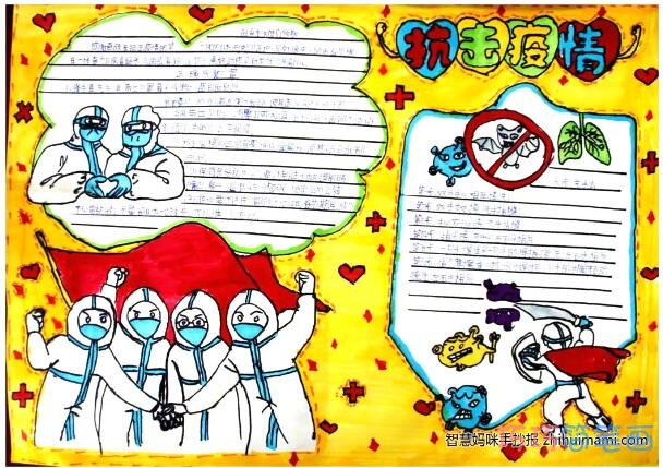 关于抗击疫情手抄报简笔画怎么画简单又漂亮二年级