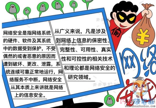 关于网络安全手抄报模板设计图简单又漂亮四年级