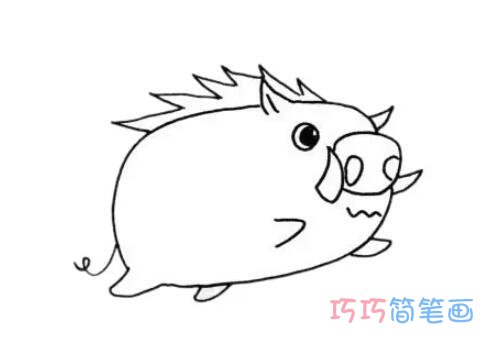 怎么绘画小野猪的画法图解步骤简笔画涂色
