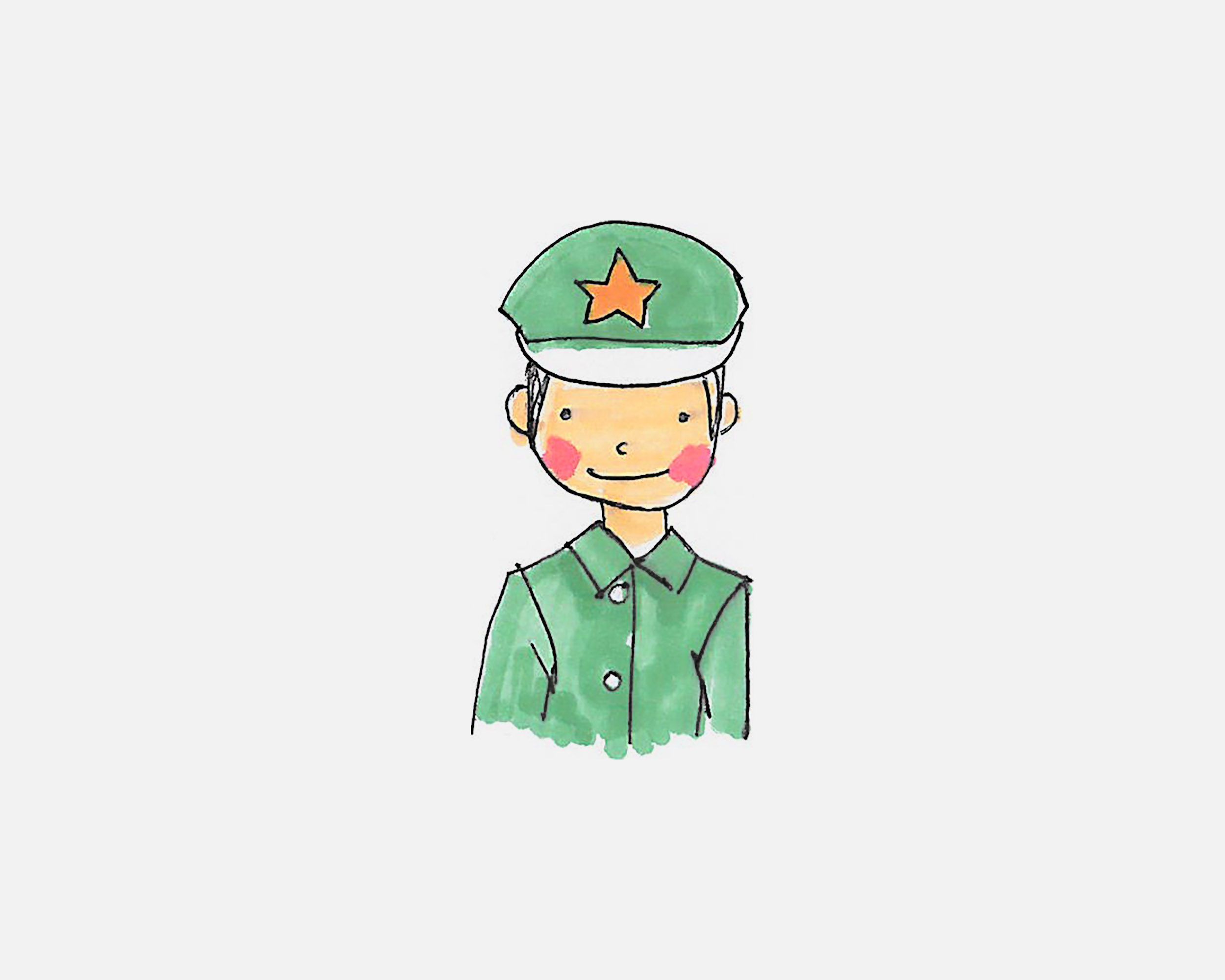 可爱的人民解放军的画法步骤涂颜色 可爱的人民解放军简笔画图片